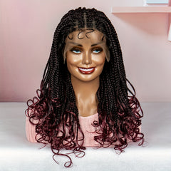 Box Braided Synthetic Wig Goddess Box Braids Lace Wig with Baby Hair