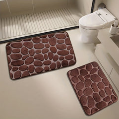 2PC Cobblestone Texture Bathroom Carpet Set