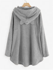 Fuzzy Cat Ear Hoodie Oversized Hooded Sweater Women's Clothing