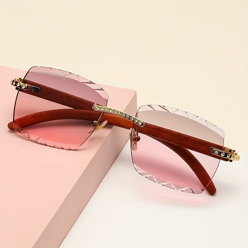 Men's Rimless Small Rectangle Sunglasses for Summer Outdoor Activities