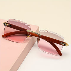 Men's Rimless Small Rectangle Sunglasses for Summer Outdoor Activities