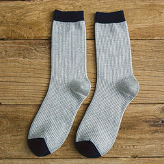 Men's Block Crew Socks Breathable Cotton Blend Casual Comfy Outdoor Wear