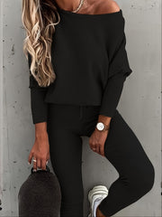 Solid Sports Two piece Set Long Sleeve Hoodies & Striped Pants
