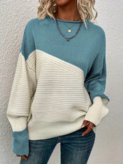 Casual Sweater Women's Plus Colorblock