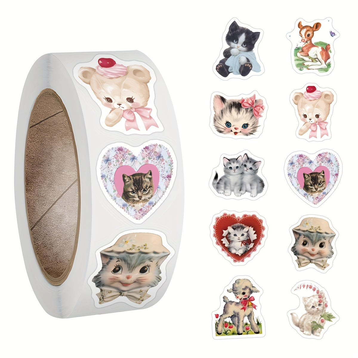 500pcs Retro Animals Stickers Scrapbook Journal Laptop Bumper Water Bottles