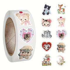 500pcs Retro Animals Stickers Scrapbook Journal Laptop Bumper Water Bottles