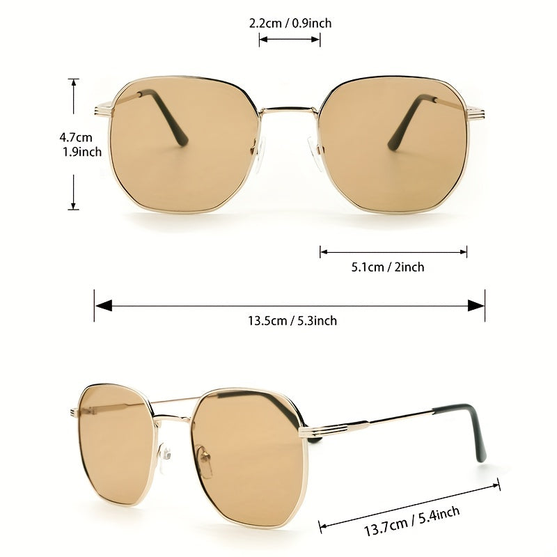 Square Metal Sunglasses UV400 Sun Shades for Beach Travel