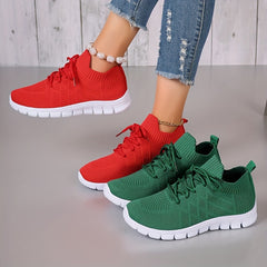 Women's Argyle Textured Athletic Running Shoes Solid Mesh Casual Sneakers
