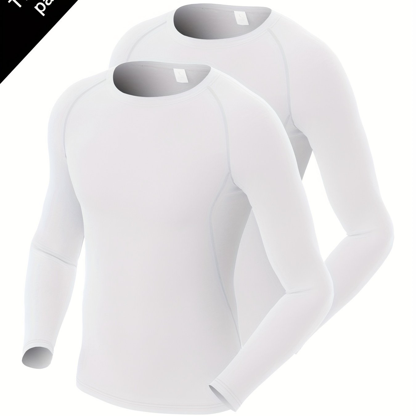 2 Pcs Men's Quick Drying Long Sleeve T-Shirts High Stretch Crew Neck
