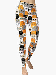 Cats Print Stretch Yoga Fitness Leggings