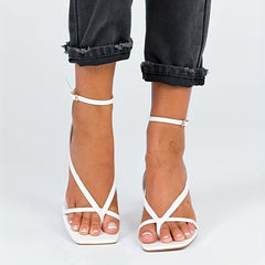 Buckle Strap Stiletto Heels Square Toe Pumps Lightweight Shoes