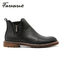 FARWARWO Zipper Chelsea Boots Men's Leather Formal