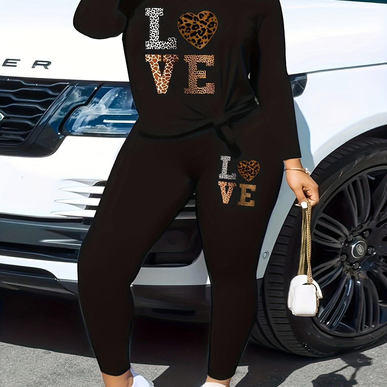 Halloween Outfits Horror Graphic Print Long Sleeve Top & Leggings Set