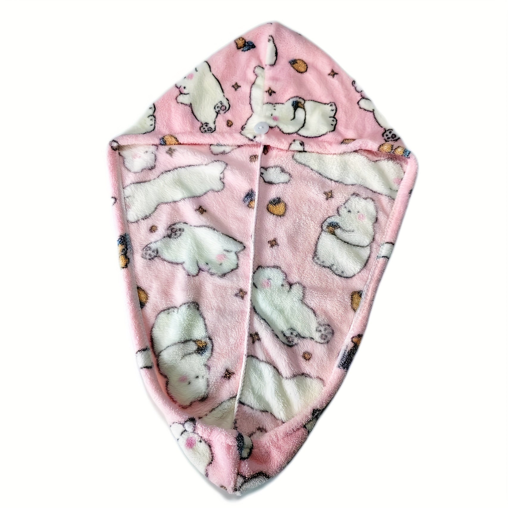 Microfiber Hair Towel With Button Soft Drying Cap Absorbent Towel