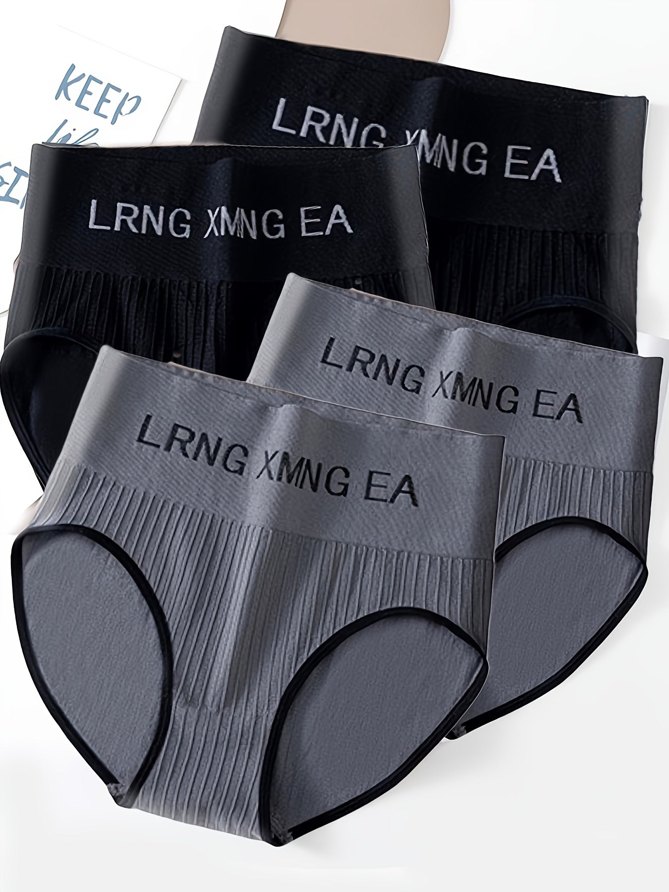 4pcs Letter Print Briefs High Waist Stretchy Intimates Panties