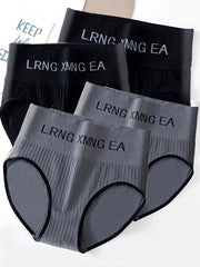 4pcs Letter Print Briefs High Waist Stretchy Intimates Panties