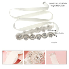 Rhinestone Bridal Belt Wedding Dress Waist Chain Sash Silvery Belt Handcrafted