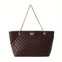 Women's Quilted Shoulder Bag Turn Lock Chain Bag