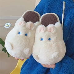 Cartoon Hippo Plush House Slippers For Boys