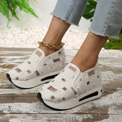 Mesh Ripped Slip On Chunky Sneakers Thick Sole Walking Shoes