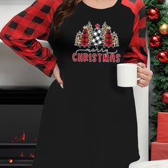 Christmas Tree & Slogan Print Raglan Sleeve Nightdress