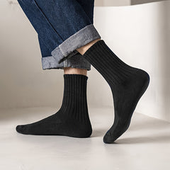 6 Pairs Men's Solid Crew Socks Breathable Casual Unisex Outdoor Socks