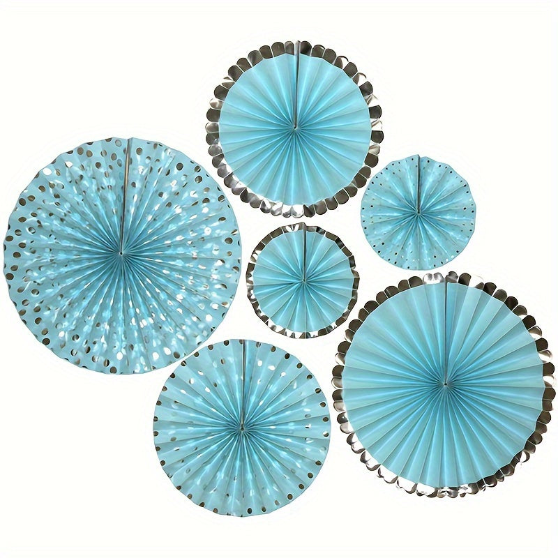 6pcs Colorful Paper Fan Flower Set for Birthday Wedding Room Party
