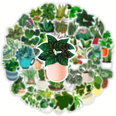 50pcs Green Plant Potted Graffiti Waterproof Stickers DIY Creative Toys