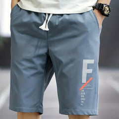 Men's Cargo Shorts with Letter Print and Drawstring Waist