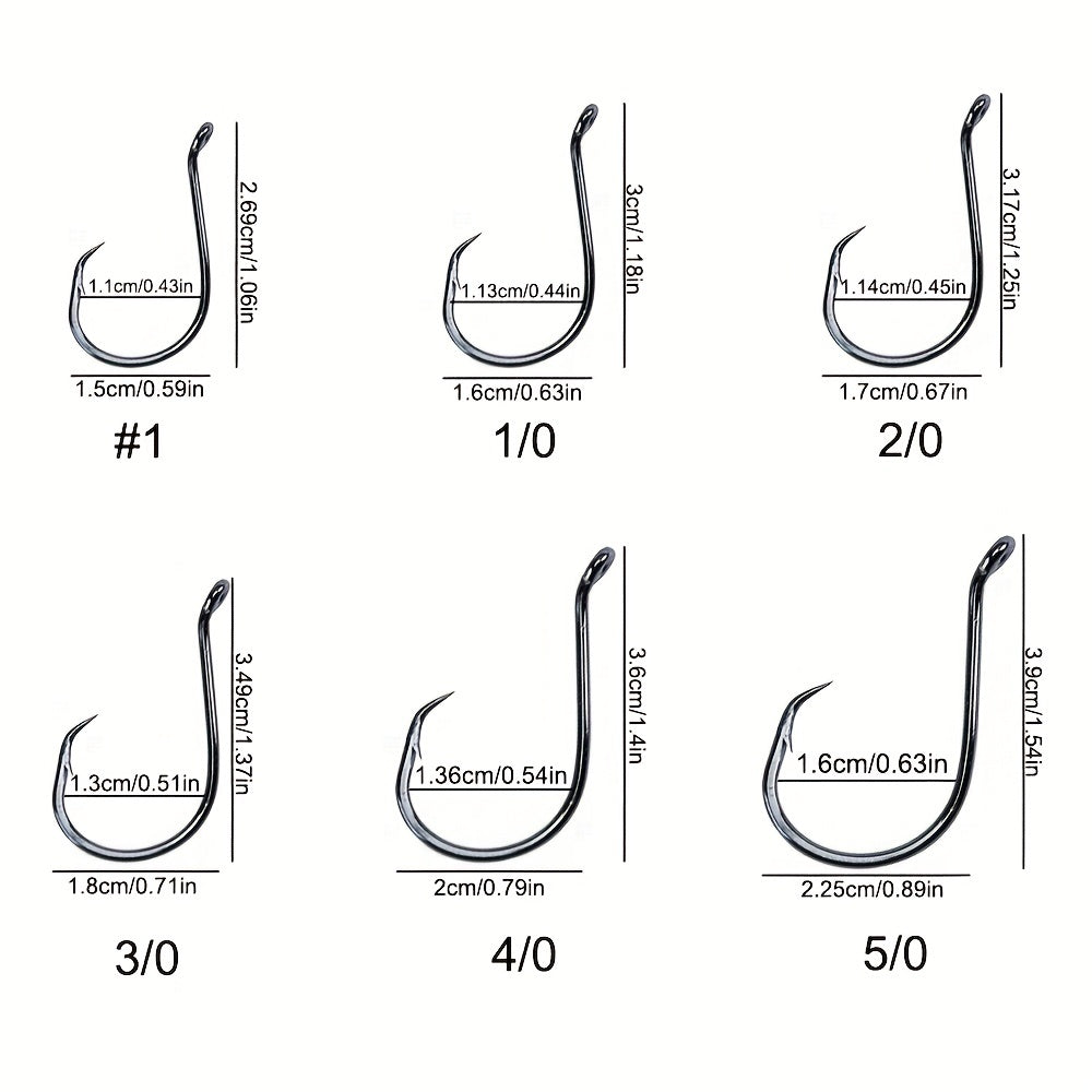 150pcs High Carbon Steel Fishing Hooks Set 6 Size Freshwater & Saltwater