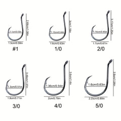 150pcs High Carbon Steel Fishing Hooks Set 6 Size Freshwater & Saltwater
