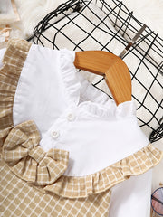 Toddler Girls Plaid Bowknot Dress Long Sleeve Fall Winter Outfit