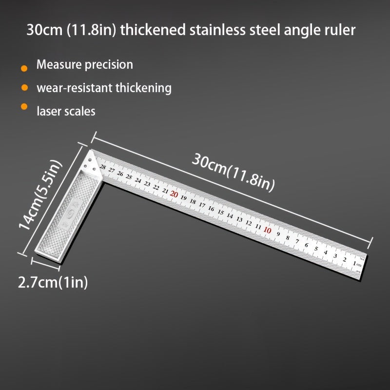Stainless Steel Angle Ruler & Straight Edge Triangular Ruler
