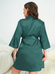 Satin Long Sleeve Open Front Sleepwear Robe