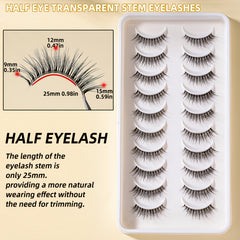 10 Pairs 8D False Eyelashes Half Eye Cat Eye Fluffy Faux Mink Soft Thick Lashes