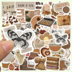 60pcs Brown Stickers DIY Decorative Waterproof Stickers