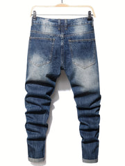 Men's Slim Fit Ripped Vintage Jeans Casual Street Style Distressed Denim Pants