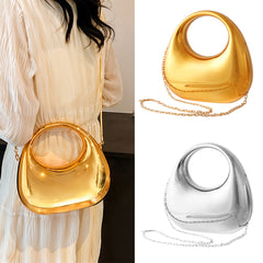 Metallic Evening Clutch Purse for Women Silver High Acrylic Handbag
