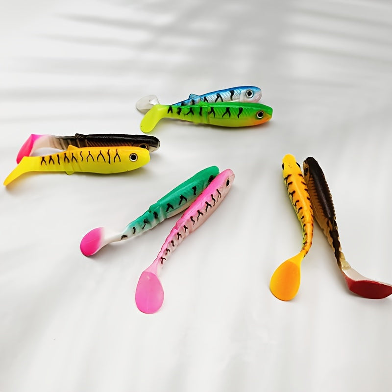 3pcs Soft Bait T Tail 3D Eyes Earthworm Soft Lure Artificial Silicone Bait