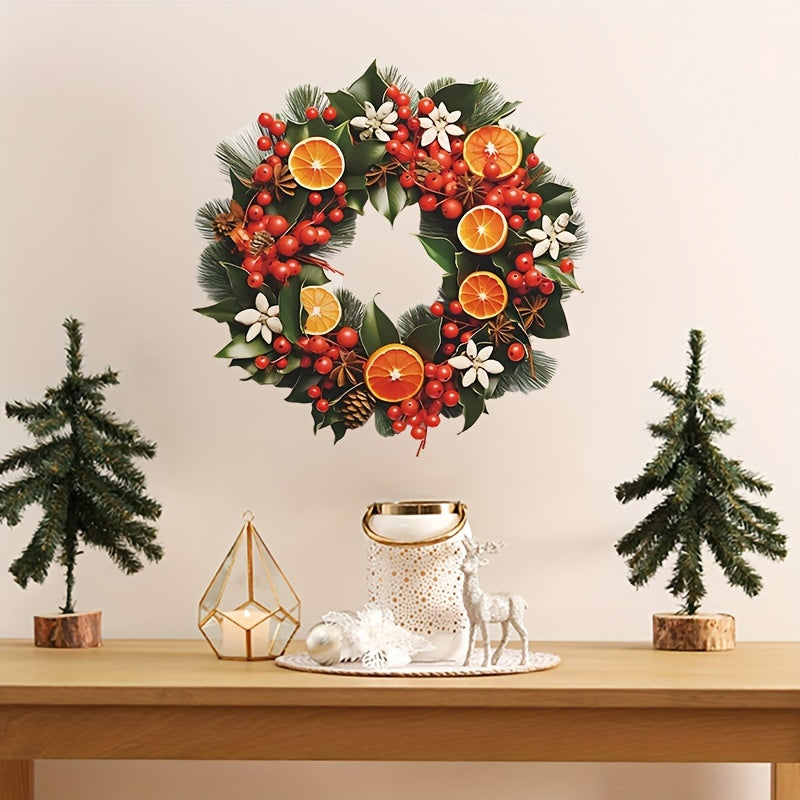 Christmas Garland Sticker, Self-adhesive Door Decoration, 15.3inch