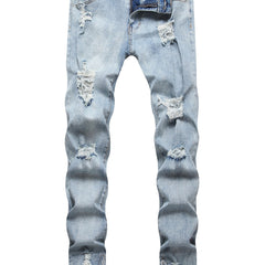 Men's Slim Fit Ripped Jeans Distressed Denim Pants