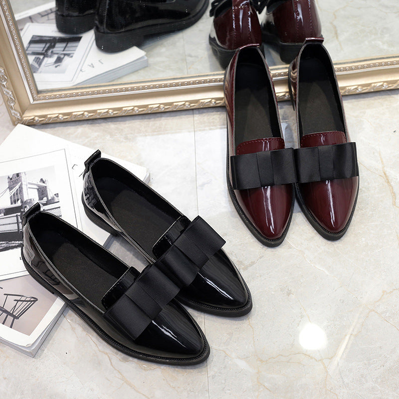 Women's Bow Accent Loafers Pointed Toe Flat Shoes