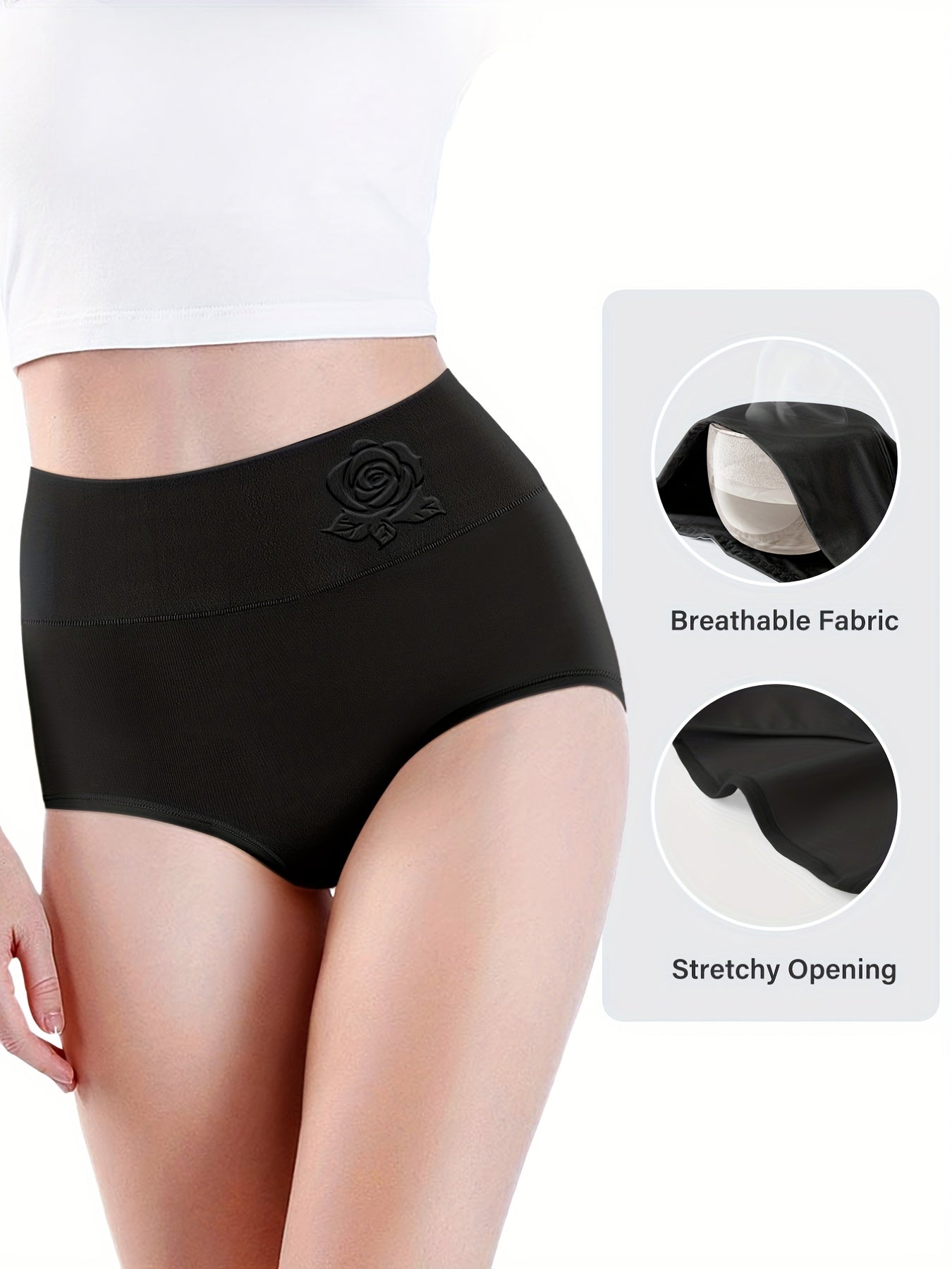 4pcs Floral Pattern Briefs Stretchy Intimates Panties Women's Lingerie