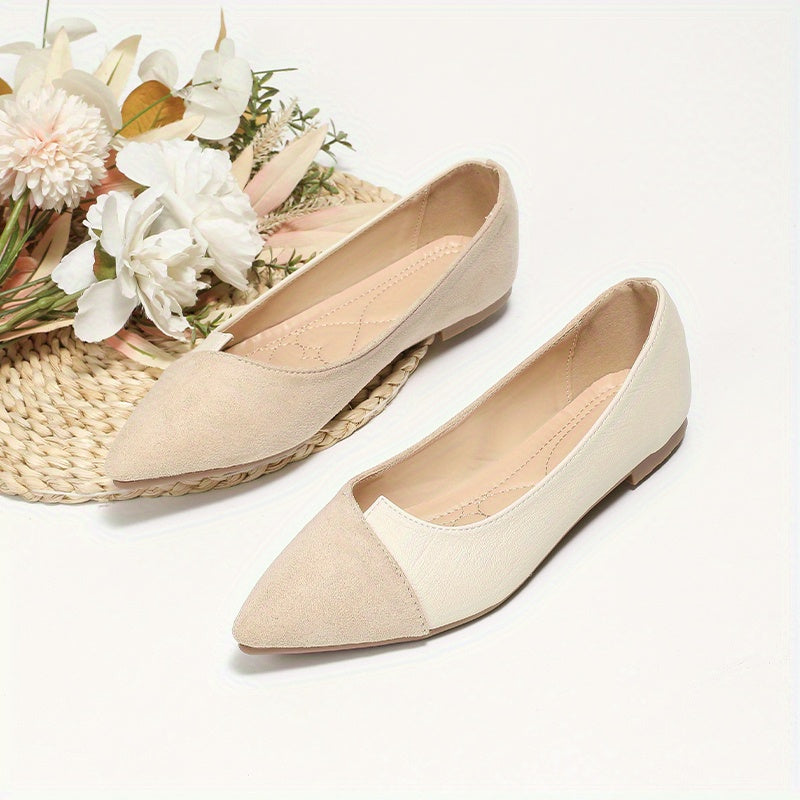 Women's Colorblock Ballet Flats Soft Sole Slip On Shoes