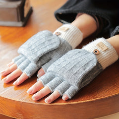 Meromibe Winter Warm Knitted Half Finger Gloves For Women