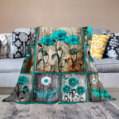 Floral Butterfly Plaid Throw Blanket Soft Lightweight Blanket