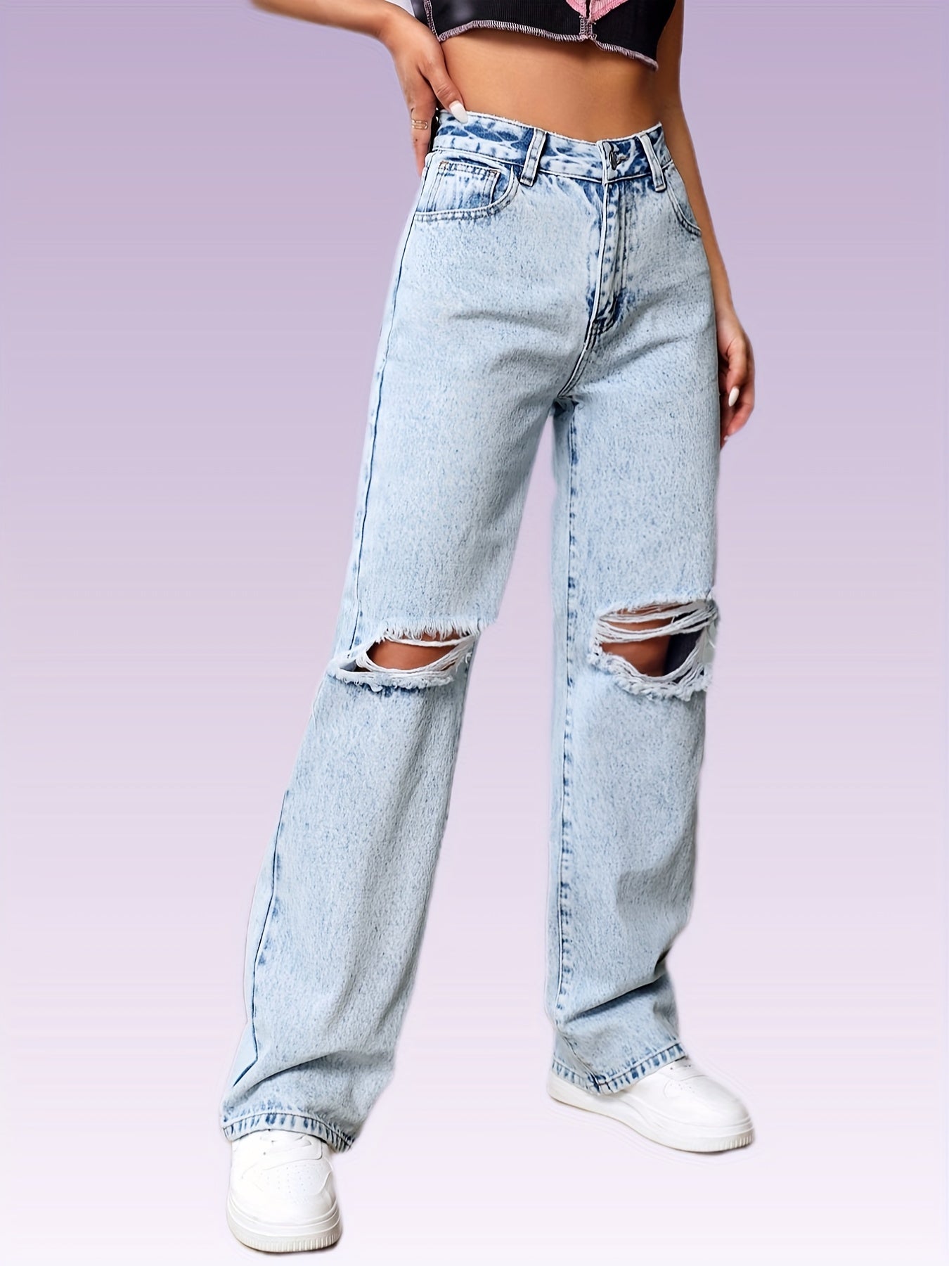 Washed Wide Legs Jeans Women's Denim Jeans