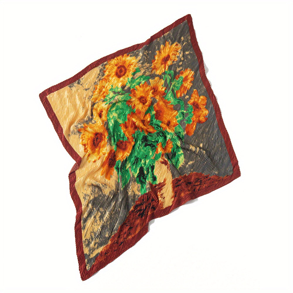 Vintage Tie Dye Print Scarf Classic Shawl Hijab Silk Bandana Women Neckerchief