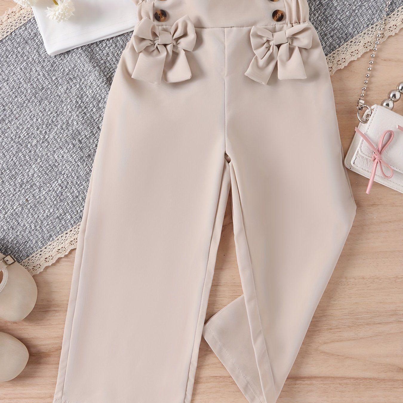 Girls' Bow Front Straight Leg Pants Summer Clothes