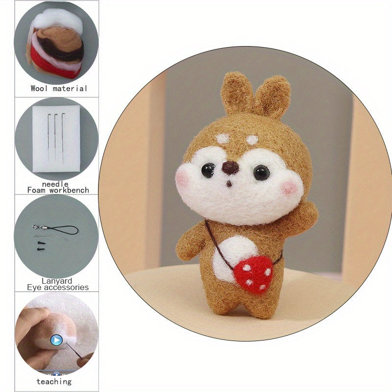 1pc Squirrel Wool Felt Poking Diy Material Bag Needle Felting Gift Sewing